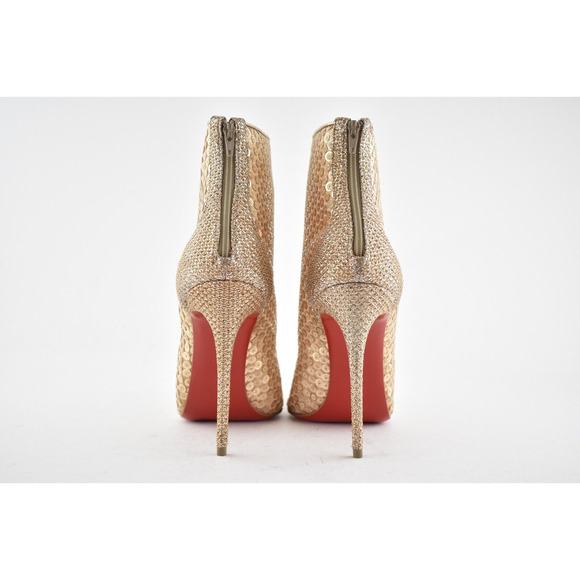 Christian Louboutin Gipsybootie SPC 100 Nude Glitter Mesh Heel Boot Bootie 38.5 - Picture 11 of 12